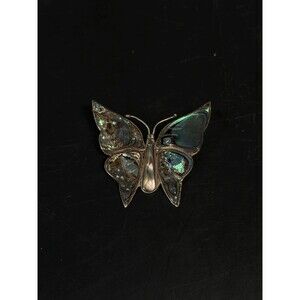 Vintage Taxco Mexico CCC 925 Sterling Silver Abalone Butterfly Brooch Pin